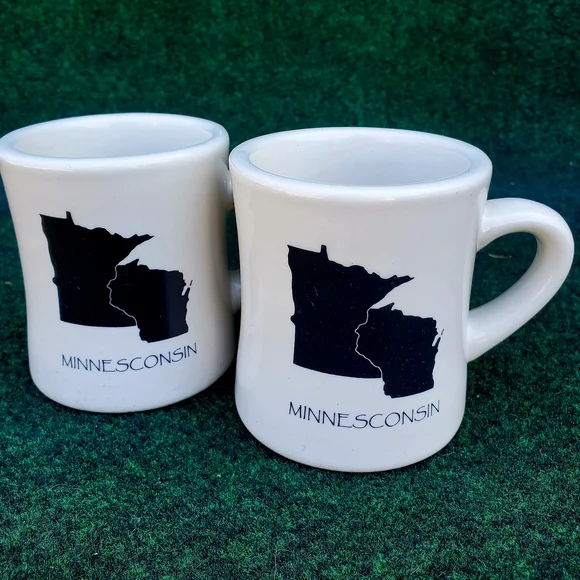 (2) VTG Minnesconsin Coffee Cup Mug Diner Heavy White/Black 12oz USA - Picture 11 of 11